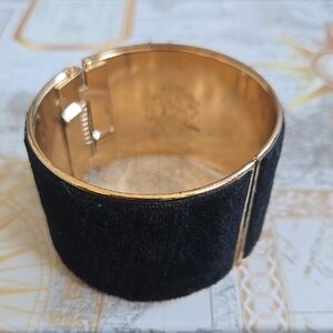 Black Velvet Cuff Bracelet with Gold-Tone Interior